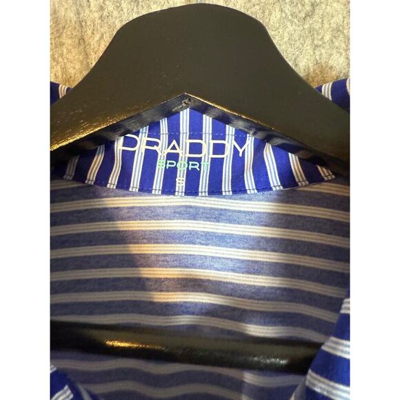 Draddy Sport Mens Blue Striped Small Golf Performance Polo MADE IN USA - Picture 5 of 8